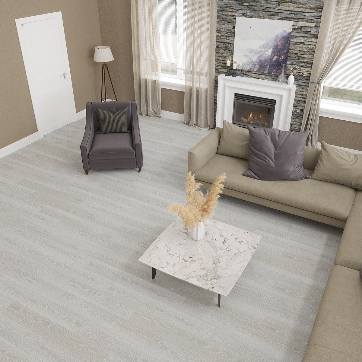 Lucida USA (Sample) Maxcore Antique Oak Gray Wood Look 22-mil Waterproof Interlocking Luxury Vinyl Plank