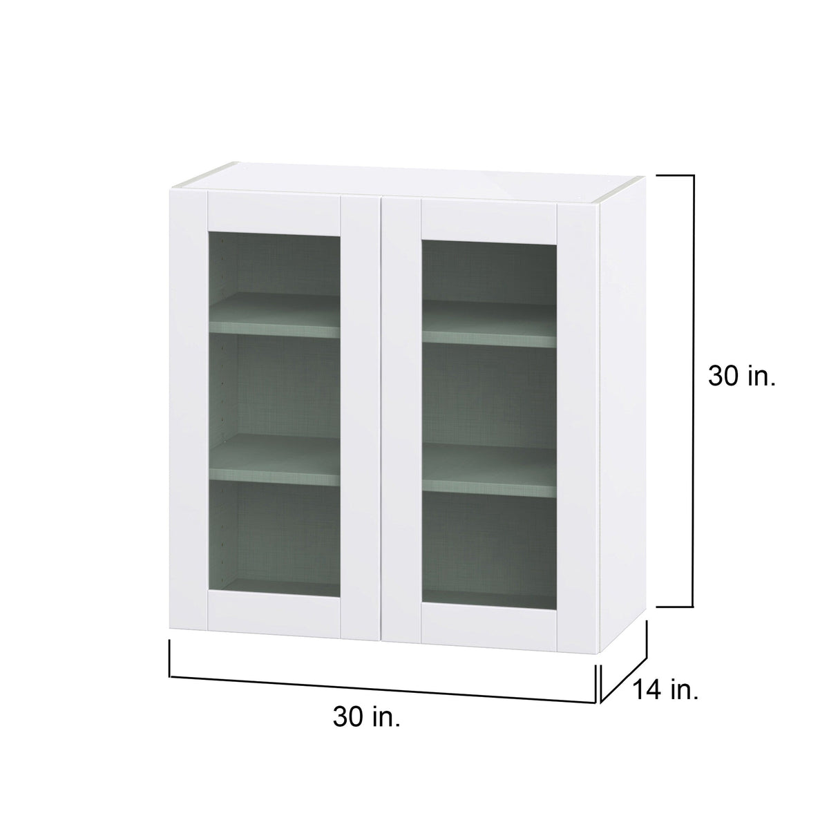 Hugo&Borg Rosemont 30-in W x 30-in H x 14-in D Glacier White Wall Fully Assembled Cabinet (Glass Panel Shaker Door Style)