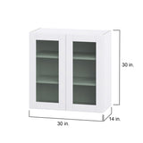 Hugo&Borg Rosemont 30-in W x 30-in H x 14-in D Glacier White Wall Fully Assembled Cabinet (Glass Panel Shaker Door Style)