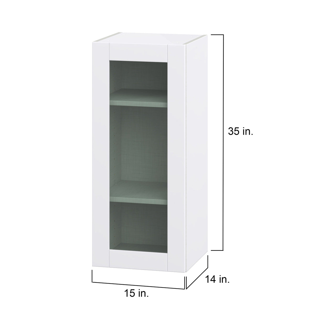 Hugo&Borg Rosemont 15-in W x 35-in H x 14-in D Glacier White Wall Fully Assembled Cabinet (Glass Panel Shaker Door Style)