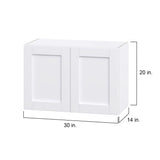 Hugo&Borg Rosemont 30-in W x 20-in H x 14-in D Glacier White Wall Fully Assembled Cabinet (Flat Panel Shaker Door Style)