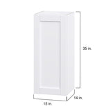 Hugo&Borg Rosemont 15-in W x 35-in H x 14-in D Glacier White Wall Fully Assembled Cabinet (Flat Panel Shaker Door Style)
