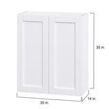 Hugo&Borg Rosemont 30-in W x 35-in H x 14-in D Glacier White Wall Fully Assembled Cabinet (Flat Panel Shaker Door Style)