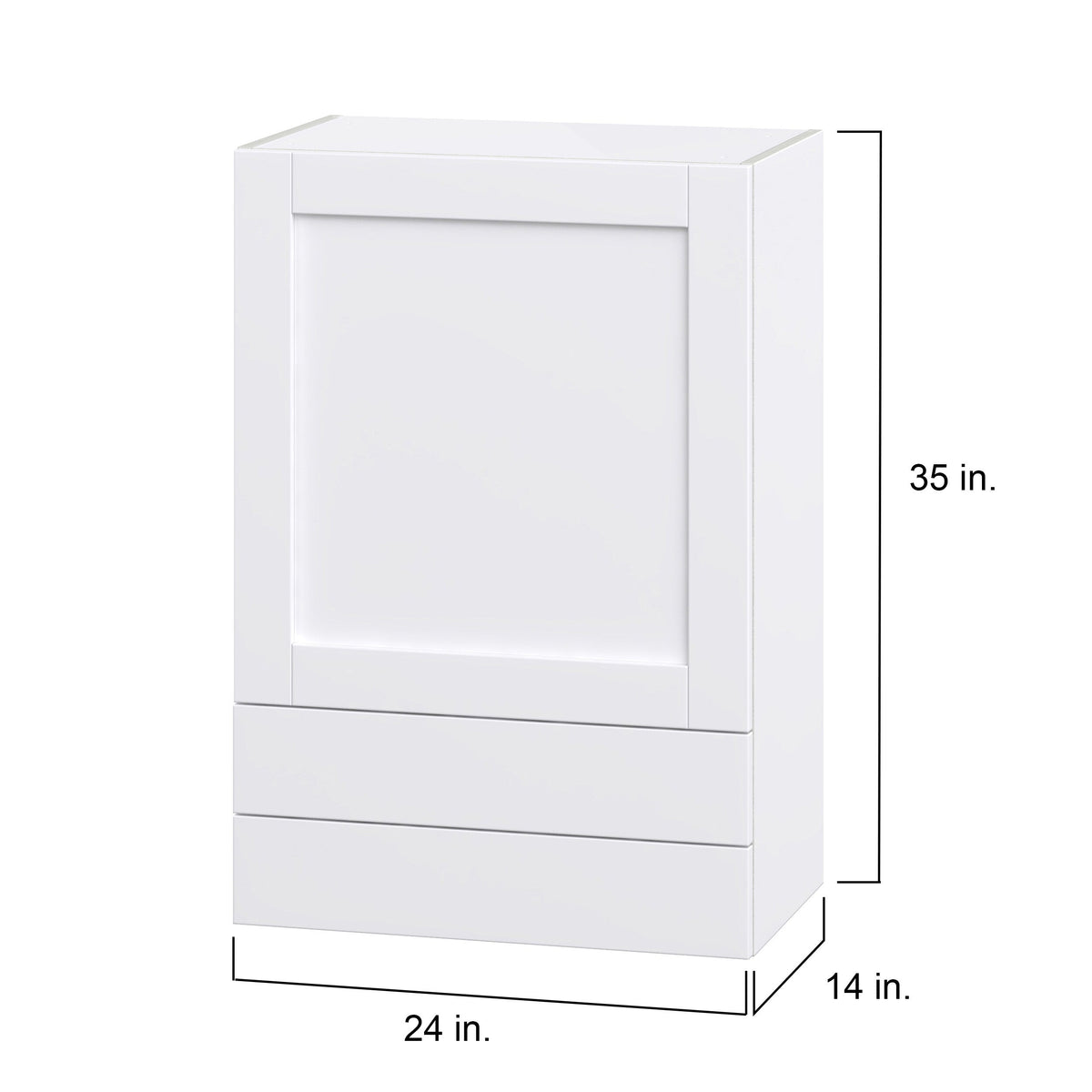 Hugo&Borg Rosemont 24-in W x 35-in H x 14-in D Glacier White 2-Drawers Wall Fully Assembled Cabinet (Flat Panel Shaker Style)