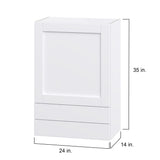 Hugo&Borg Rosemont 24-in W x 35-in H x 14-in D Glacier White 2-Drawers Wall Fully Assembled Cabinet (Flat Panel Shaker Style)