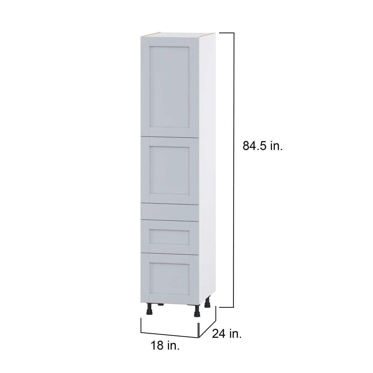 Hugo&Borg Charlesberg 18-in W x 84.5-in H x 24-in D Gray 3-Drawers Pantry Fully Assembled Cabinet (Flat Panel Shaker Style)