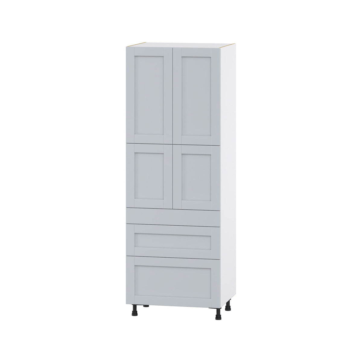 Hugo&Borg Charlesberg 30-in W x 84.5-in H x 24-in D Gray 3-Drawers Pantry Fully Assembled Cabinet (Flat Panel Shaker Style)