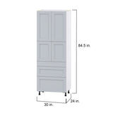 Hugo&Borg Charlesberg 30-in W x 84.5-in H x 24-in D Gray 3-Drawers Pantry Fully Assembled Cabinet (Flat Panel Shaker Style)