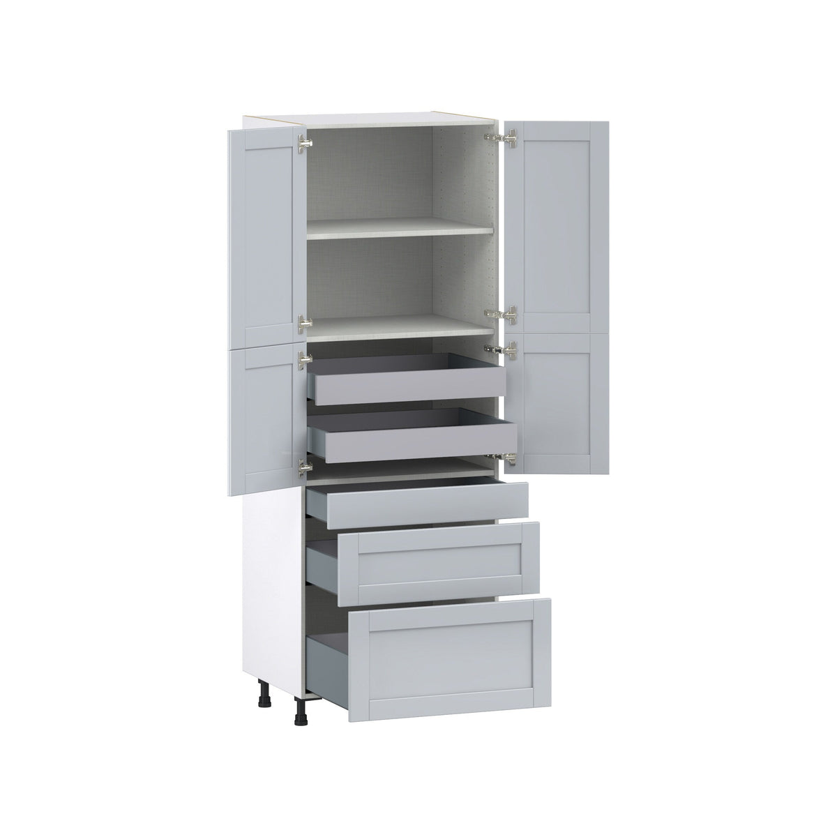 Hugo&Borg Charlesberg 30-in W x 84.5-in H x 24-in D Gray 3-Drawers Pantry Fully Assembled Cabinet (Flat Panel Shaker Style)