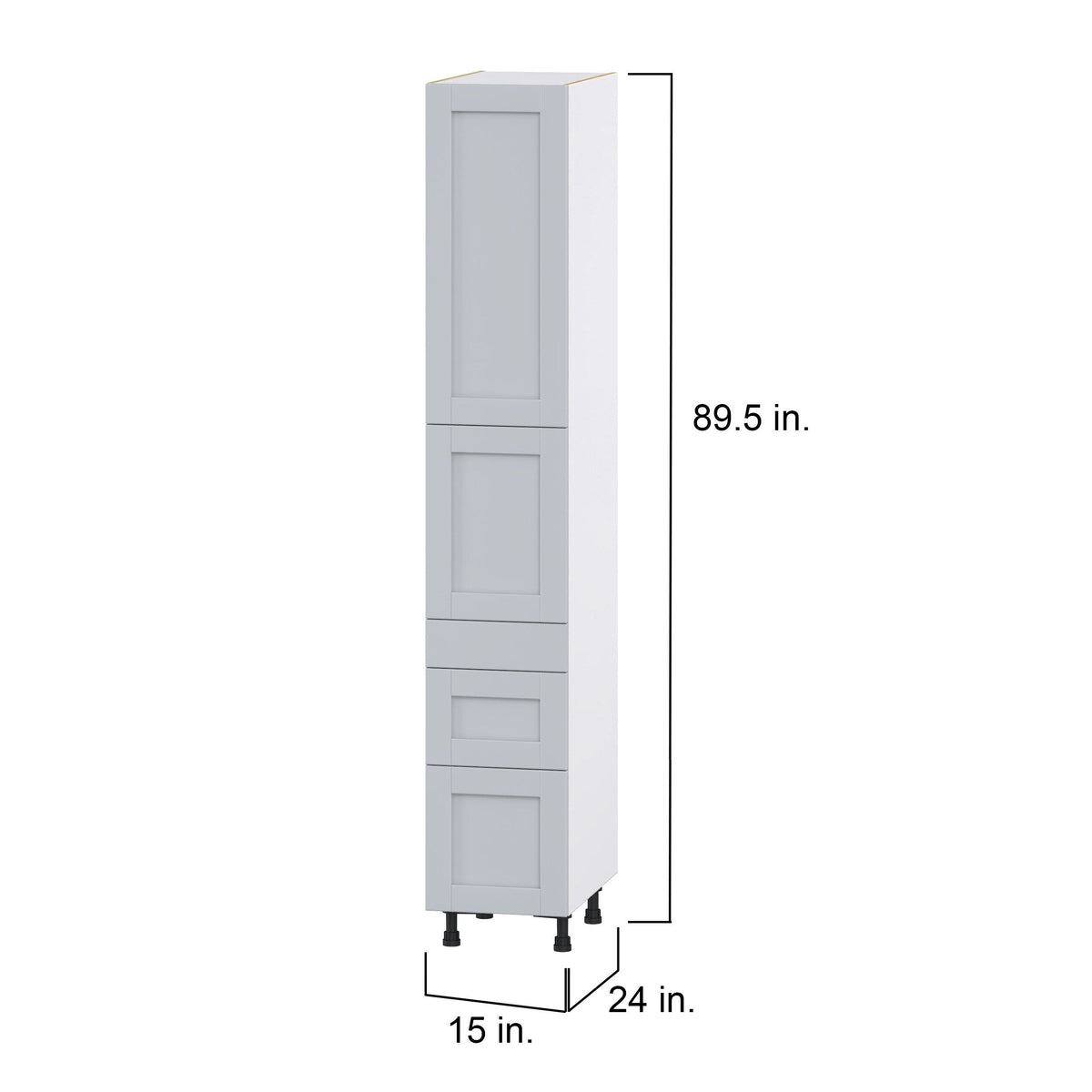 Hugo&Borg Charlesberg 15-in W x 89.5-in H x 24-in D Gray 3-Drawers Pantry Fully Assembled Cabinet (Flat Panel Shaker Style)