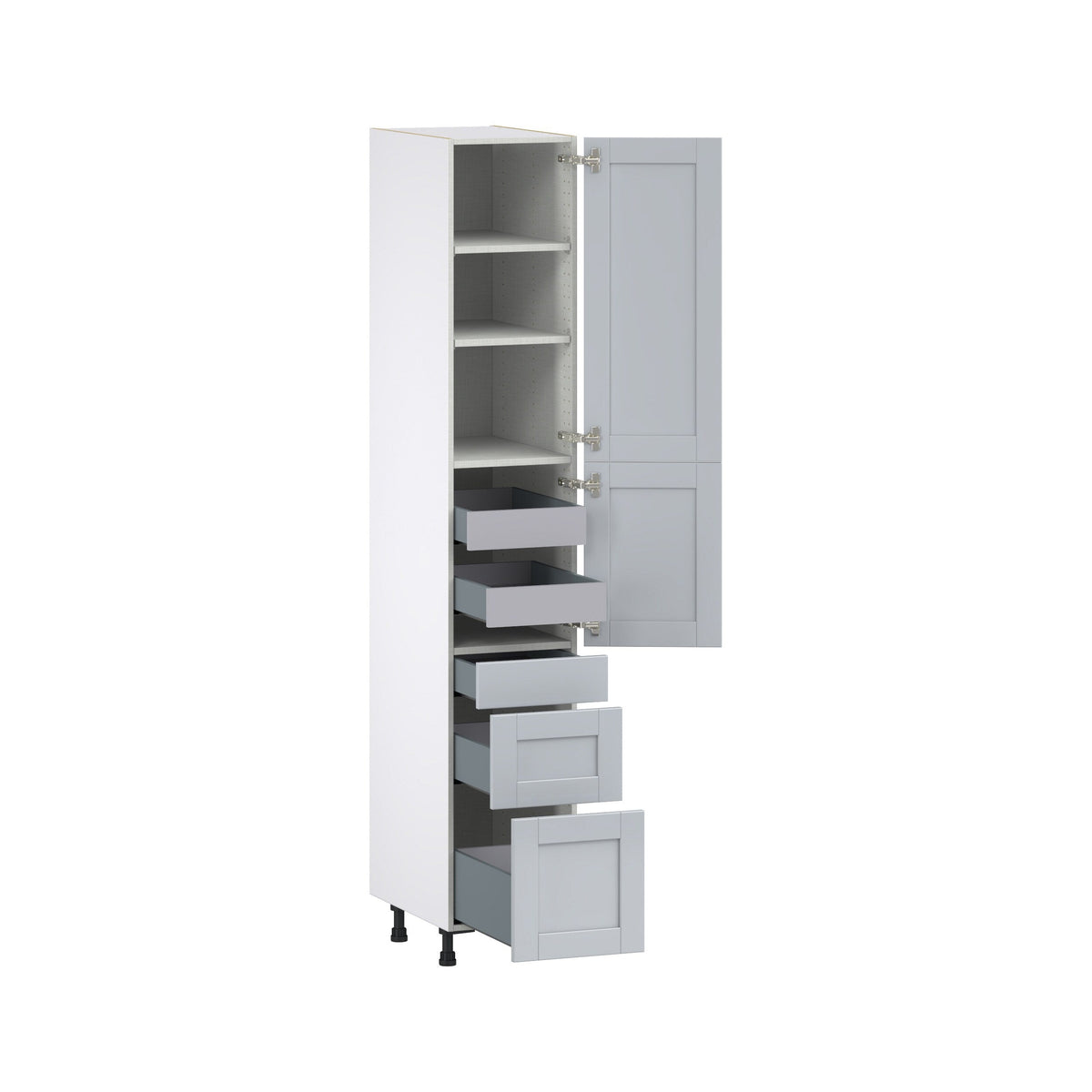 Hugo&Borg Charlesberg 15-in W x 89.5-in H x 24-in D Gray 3-Drawers Pantry Fully Assembled Cabinet (Flat Panel Shaker Style)