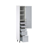 Hugo&Borg Charlesberg 15-in W x 89.5-in H x 24-in D Gray 3-Drawers Pantry Fully Assembled Cabinet (Flat Panel Shaker Style)