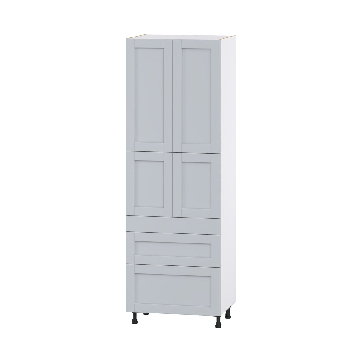 Hugo&Borg Charlesberg 30-in W x 89.5-in H x 24-in D Gray 3-Drawers Pantry Fully Assembled Cabinet (Flat Panel Shaker Style)