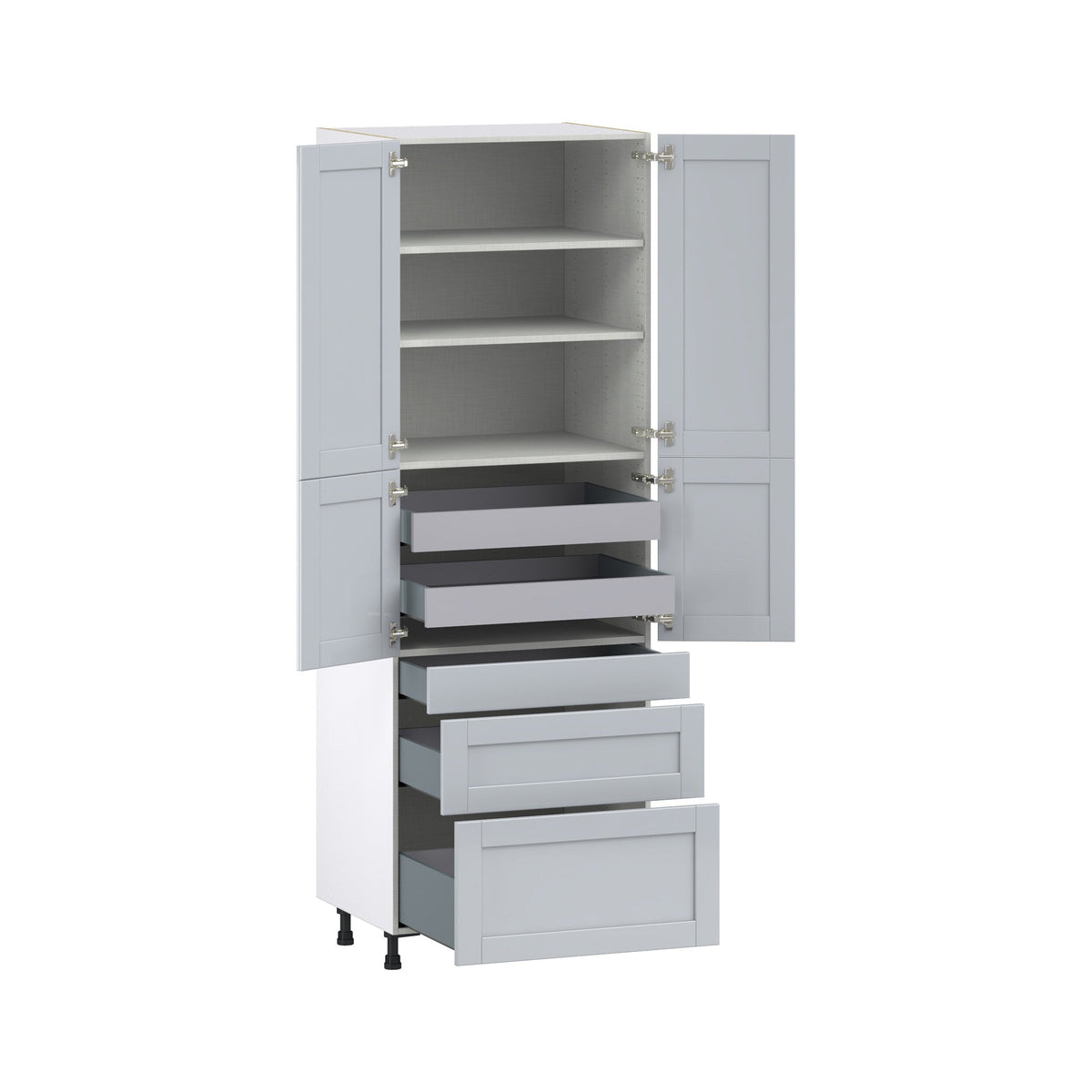 Hugo&Borg Charlesberg 30-in W x 89.5-in H x 24-in D Gray 3-Drawers Pantry Fully Assembled Cabinet (Flat Panel Shaker Style)