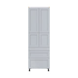 Hugo&Borg Charlesberg 30-in W x 89.5-in H x 24-in D Gray 3-Drawers Pantry Fully Assembled Cabinet (Flat Panel Shaker Style)