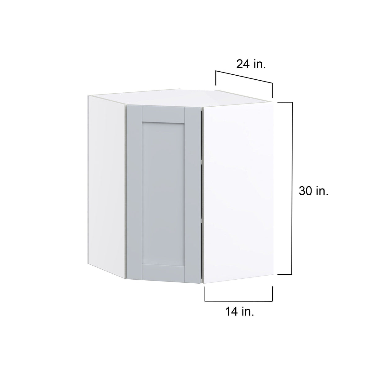 Hugo&Borg Charlesberg 24-in W x 30-in H x 14-in D Gray Diagonal Corner Wall Fully Assembled Cabinet (Flat Panel Shaker Style)