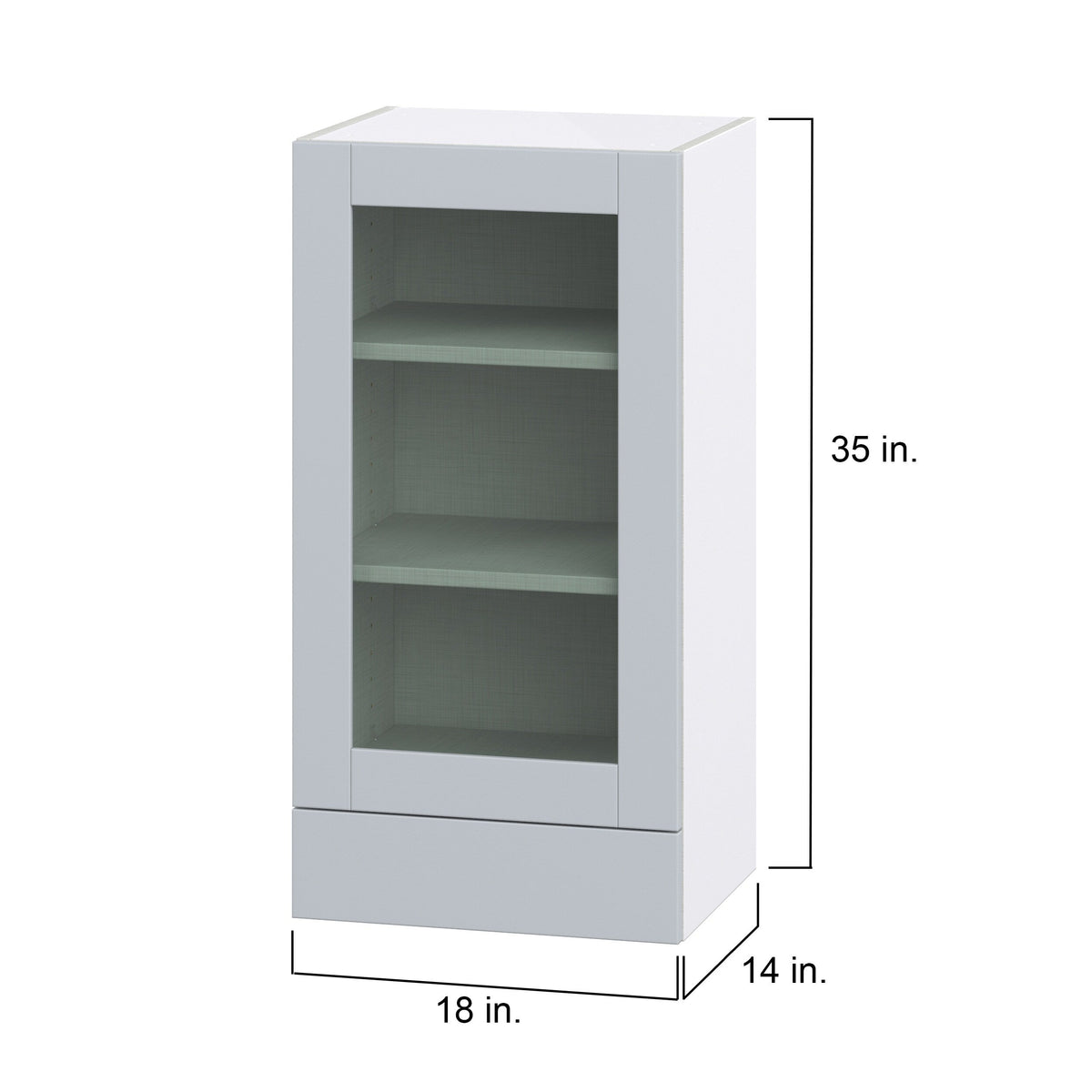 Hugo&Borg Charlesberg 18-in W x 35-in H x 14-in D Gray 2-Drawers Wall Fully Assembled Cabinet (Glass Panel Shaker Style)
