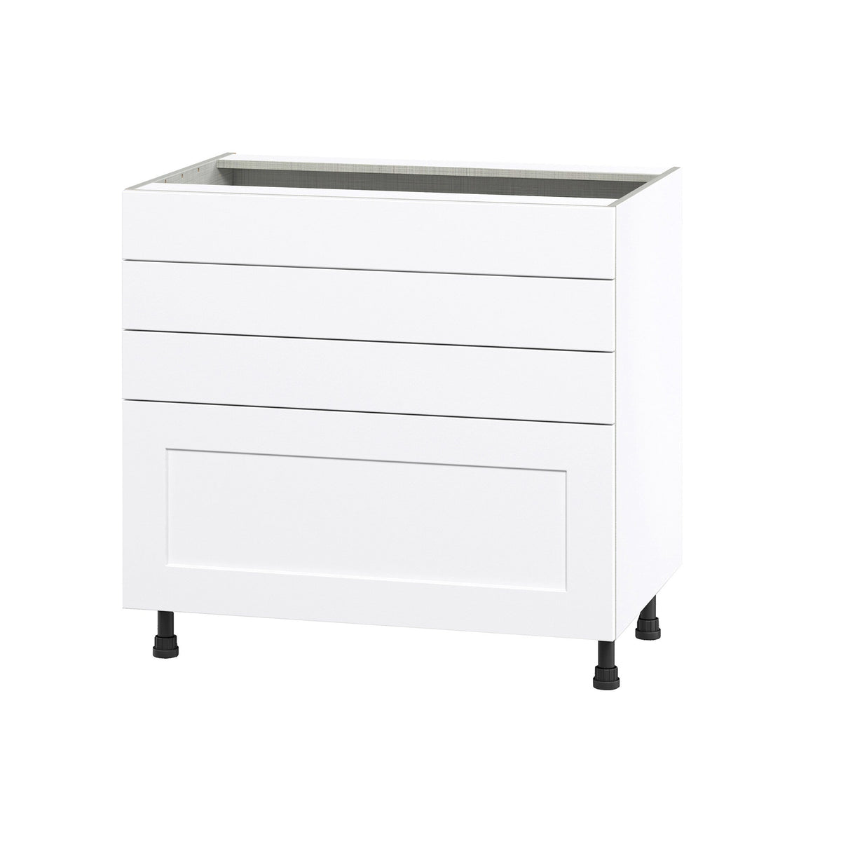 Hugo&Borg Jolie 36-in W x 34.5-in H x 24-in D Warm White 3-Drawer Base Fully Assembled Cabinet