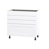 Hugo&Borg Jolie 36-in W x 34.5-in H x 24-in D Warm White 3-Drawer Base Fully Assembled Cabinet
