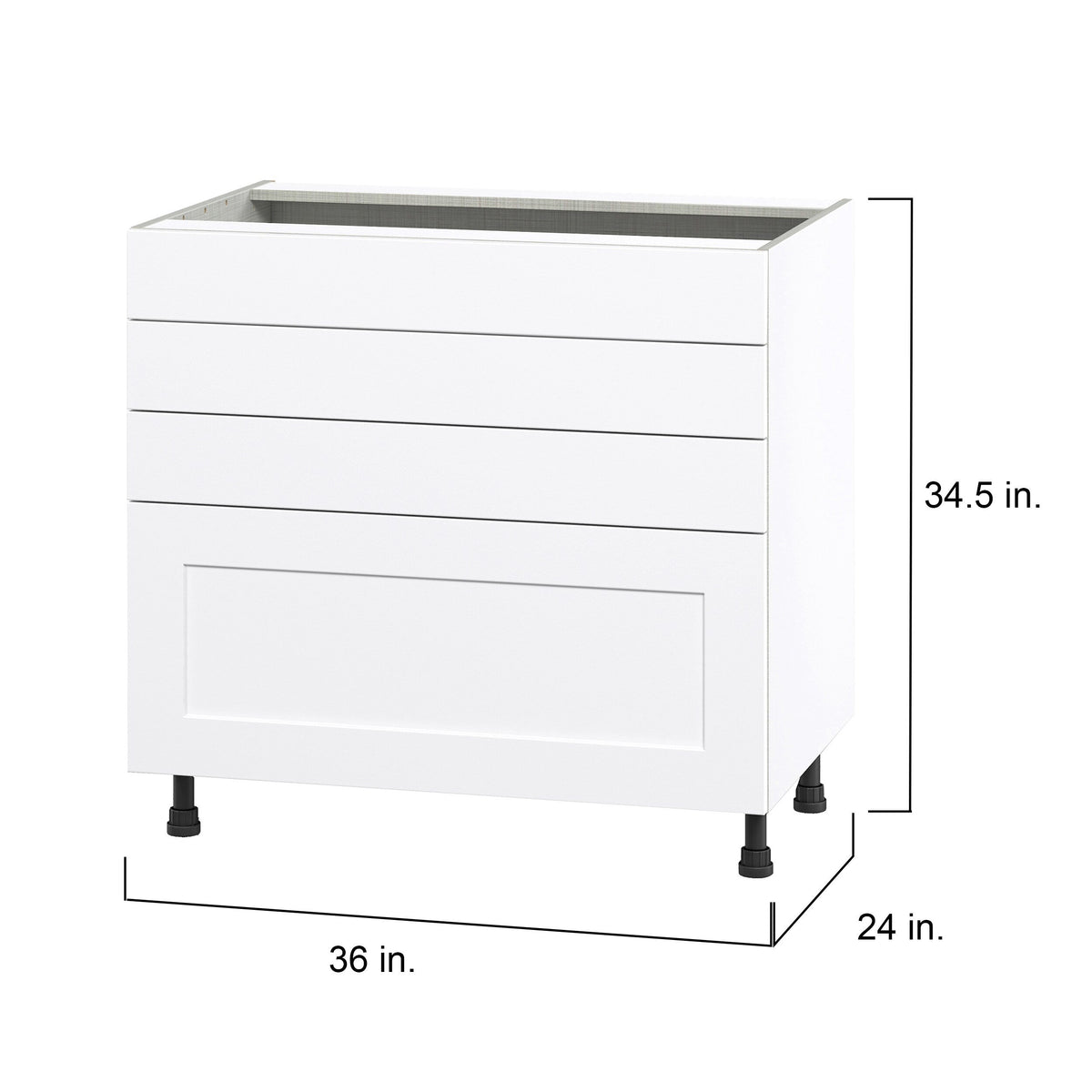 Hugo&Borg Jolie 36-in W x 34.5-in H x 24-in D Warm White 3-Drawer Base Fully Assembled Cabinet