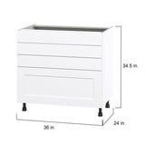 Hugo&Borg Jolie 36-in W x 34.5-in H x 24-in D Warm White 3-Drawer Base Fully Assembled Cabinet