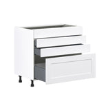 Hugo&Borg Jolie 36-in W x 34.5-in H x 24-in D Warm White 3-Drawer Base Fully Assembled Cabinet