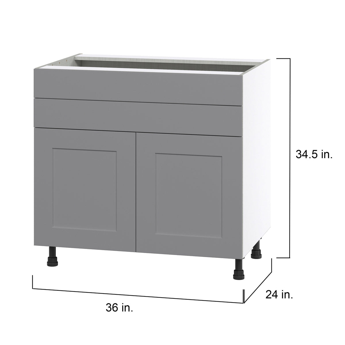 Hugo&Borg Beaumont 36-in W x 34.5-in H x 24-in D Slate Gray 1-Drawer Base Fully Assembled Cabinet (Flat Panel Shaker Style)
