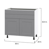 Hugo&Borg Beaumont 36-in W x 34.5-in H x 24-in D Slate Gray 1-Drawer Base Fully Assembled Cabinet (Flat Panel Shaker Style)