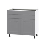 Hugo&Borg Beaumont 36-in W x 34.5-in H x 24-in D Slate Gray 1-Drawer Base Fully Assembled Cabinet (Flat Panel Shaker Style)