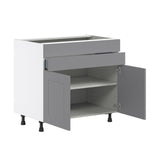 Hugo&Borg Beaumont 36-in W x 34.5-in H x 24-in D Slate Gray 1-Drawer Base Fully Assembled Cabinet (Flat Panel Shaker Style)