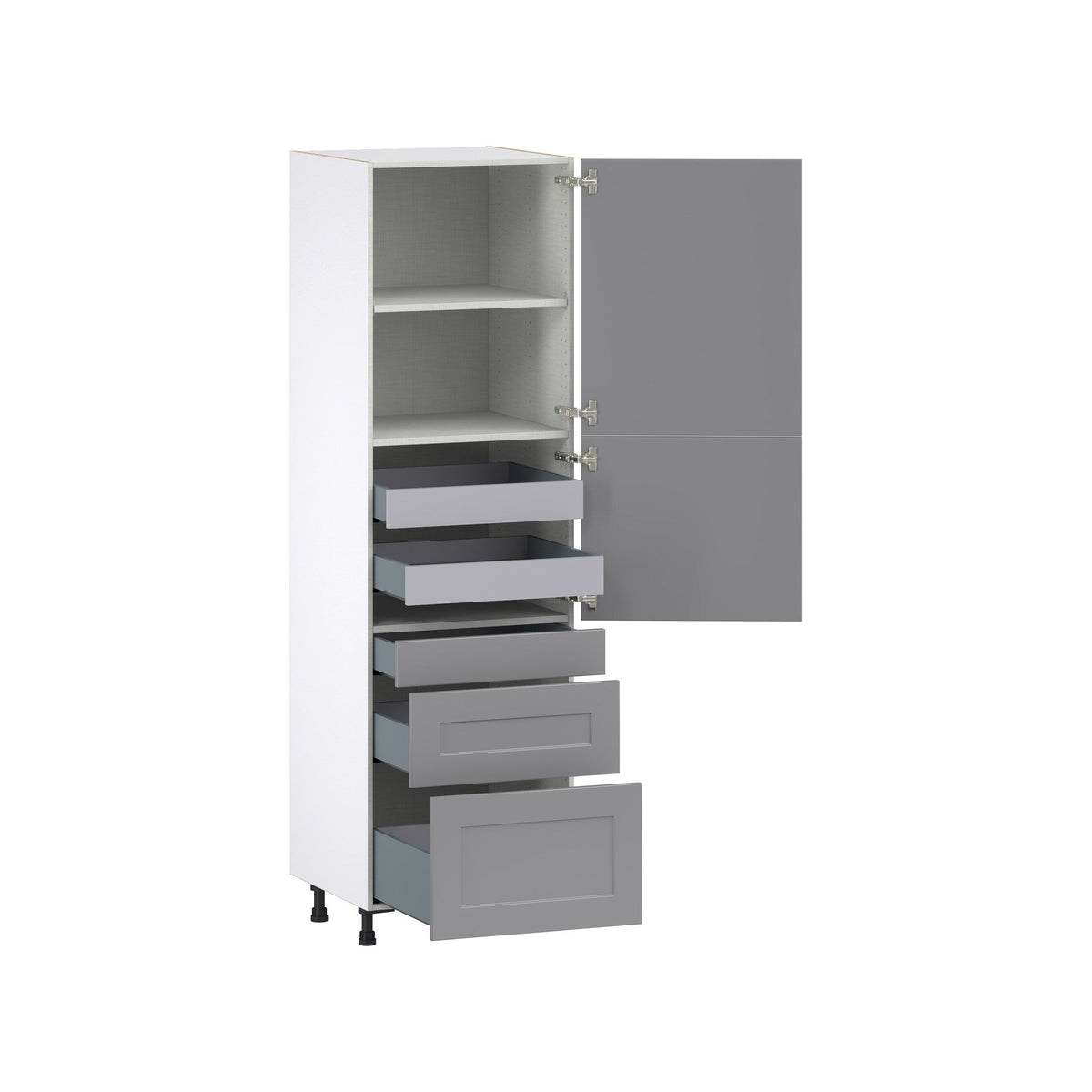 Hugo&Borg Beaumont 24-in W x 84.5-in H x 24-in D Slate Gray 3-Drawers Pantry Fully Assembled Cabinet (Flat Panel Shaker Style)