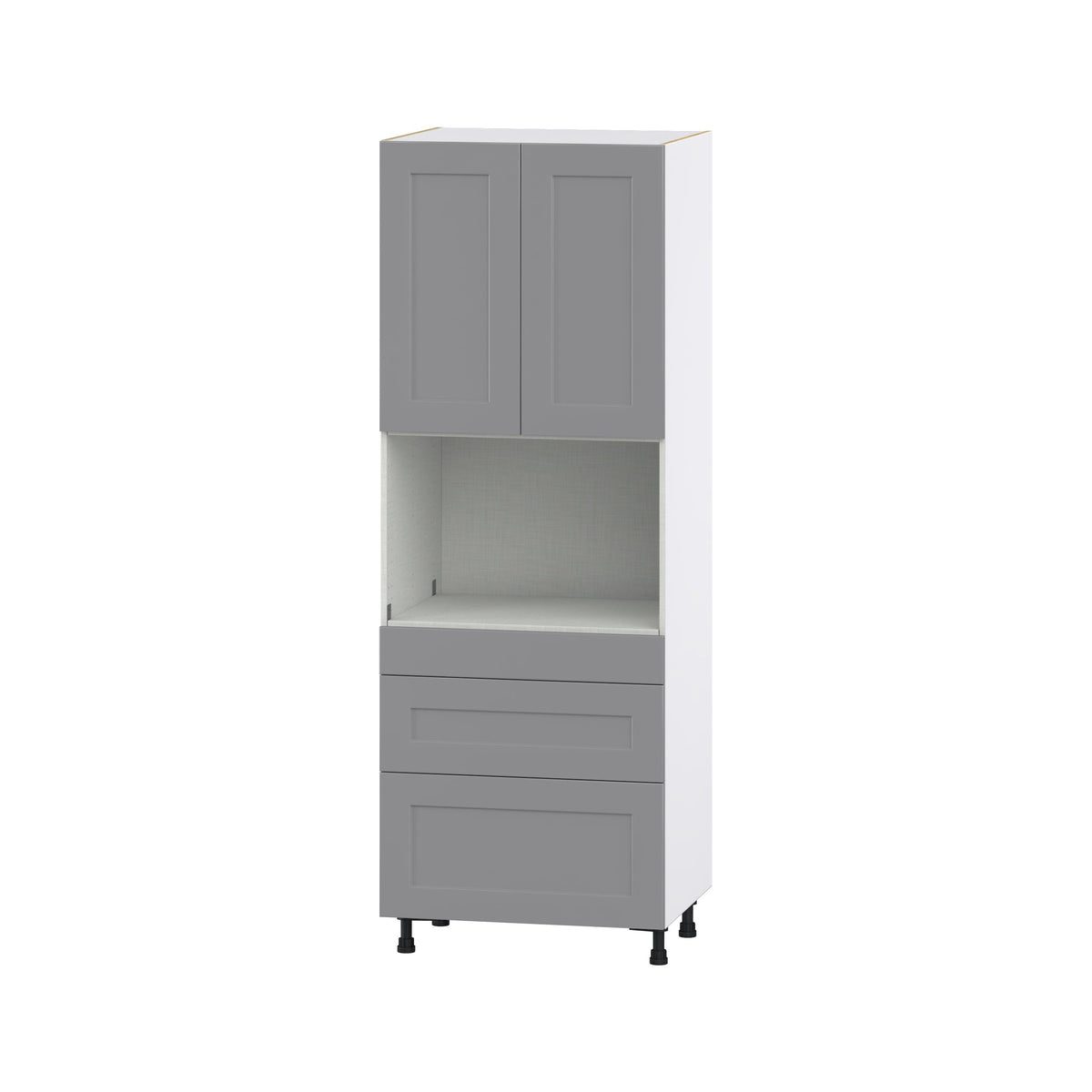Hugo&Borg Beaumont 30-in W x 84.5-in H x 24-in D Slate Gray 3-Drawers Pantry Fully Assembled Cabinet (Flat Panel Shaker Style)