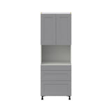 Hugo&Borg Beaumont 30-in W x 84.5-in H x 24-in D Slate Gray 3-Drawers Pantry Fully Assembled Cabinet (Flat Panel Shaker Style)