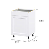 Hugo&Borg Rosemont 24-in W x 34.5-in H x 24-in D Glacier White Sink Base Fully Assembled Cabinet (Flat Panel Shaker Style)