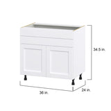 Hugo&Borg Rosemont 36-in W x 34.5-in H x 24-in D Glacier White 1-Drawer Base Fully Assembled Cabinet (Flat Panel Shaker Style)