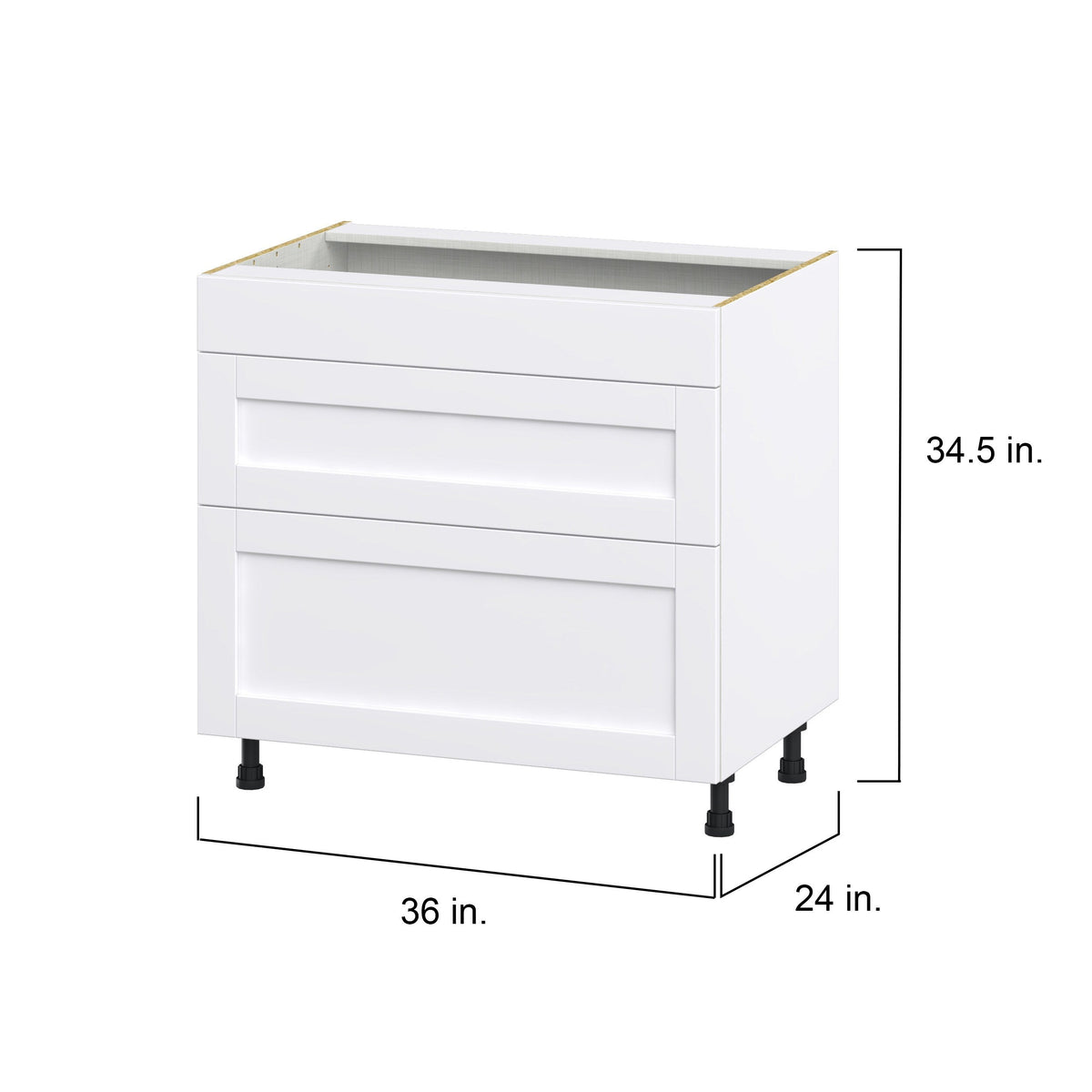 Hugo&Borg Rosemont 36-in W x 34.5-in H x 24-in D Glacier White 2-Drawer Base Fully Assembled Cabinet