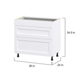 Hugo&Borg Rosemont 36-in W x 34.5-in H x 24-in D Glacier White 2-Drawer Base Fully Assembled Cabinet