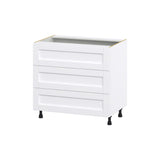 Hugo&Borg Rosemont 36-in W x 34.5-in H x 24-in D Glacier White 3-Drawer Base Fully Assembled Cabinet
