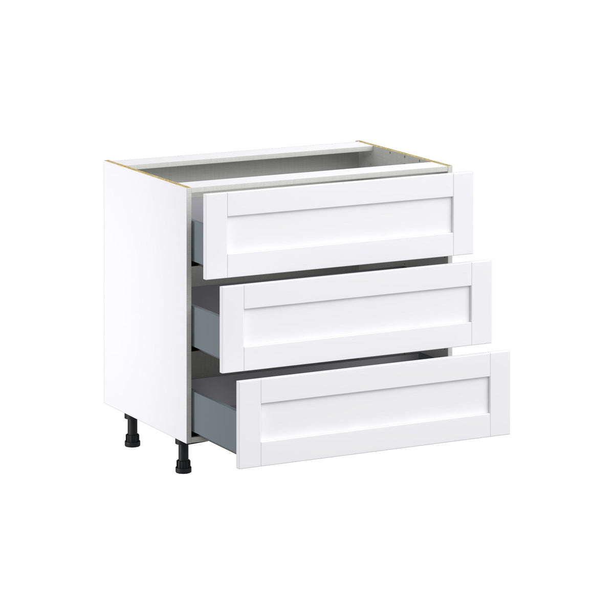 Hugo&Borg Rosemont 36-in W x 34.5-in H x 24-in D Glacier White 3-Drawer Base Fully Assembled Cabinet