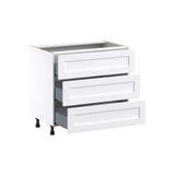 Hugo&Borg Rosemont 36-in W x 34.5-in H x 24-in D Glacier White 3-Drawer Base Fully Assembled Cabinet