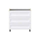 Hugo&Borg Rosemont 36-in W x 34.5-in H x 24-in D Glacier White 3-Drawer Base Fully Assembled Cabinet