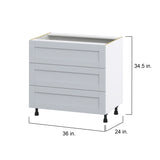 Hugo&Borg Charlesberg 36-in W x 34.5-in H x 24-in D Gray 3-Drawer Base Fully Assembled Cabinet