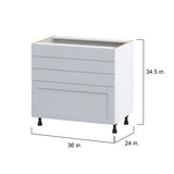 Hugo&Borg Charlesberg 36-in W x 34.5-in H x 24-in D Gray 3-Drawer Base Fully Assembled Cabinet