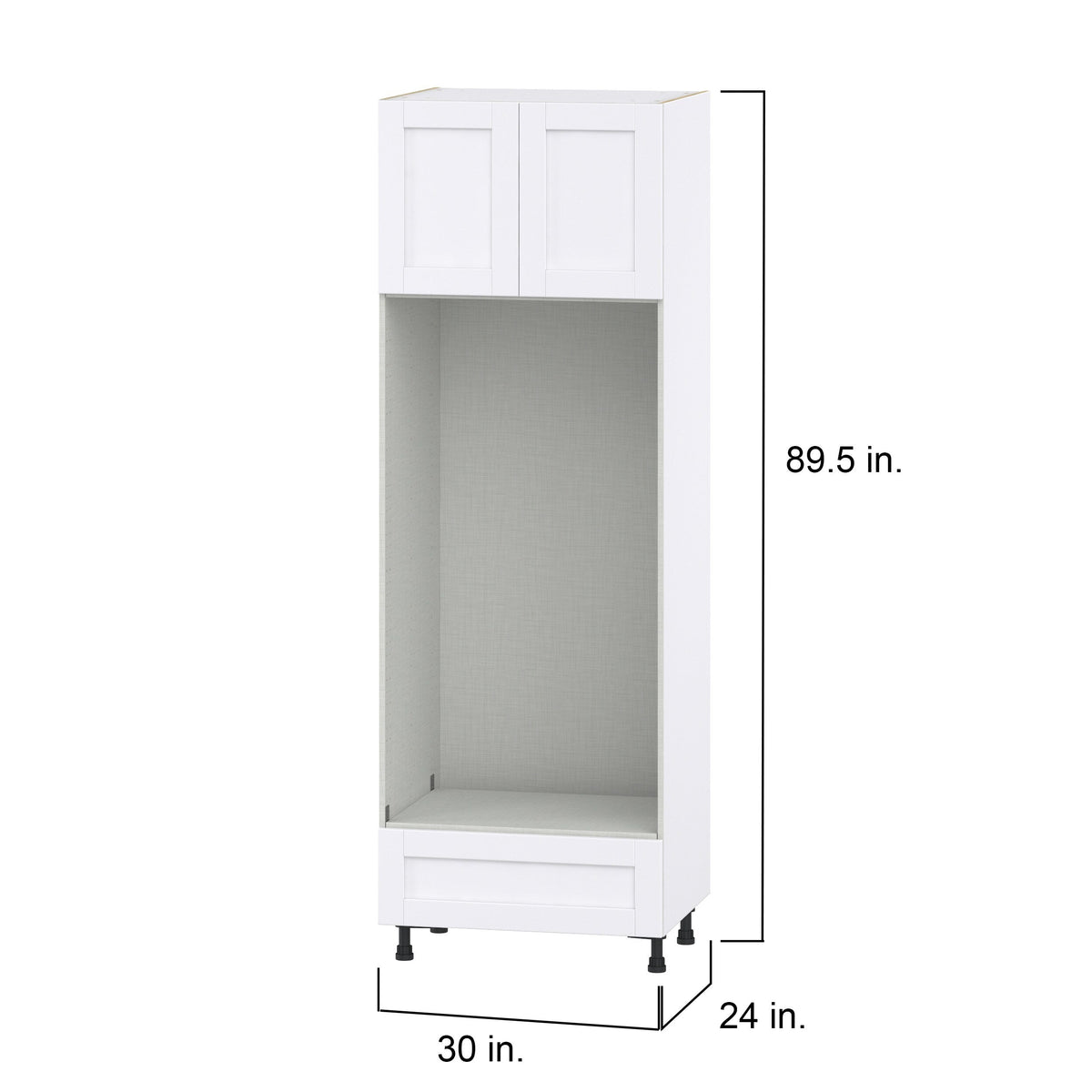 Hugo&Borg Rosemont 30-in W x 89.5-in H x 24-in D Glacier White 1-Drawer Microwave Base Fully Assembled Cabinet (Flat Panel Shaker Style)