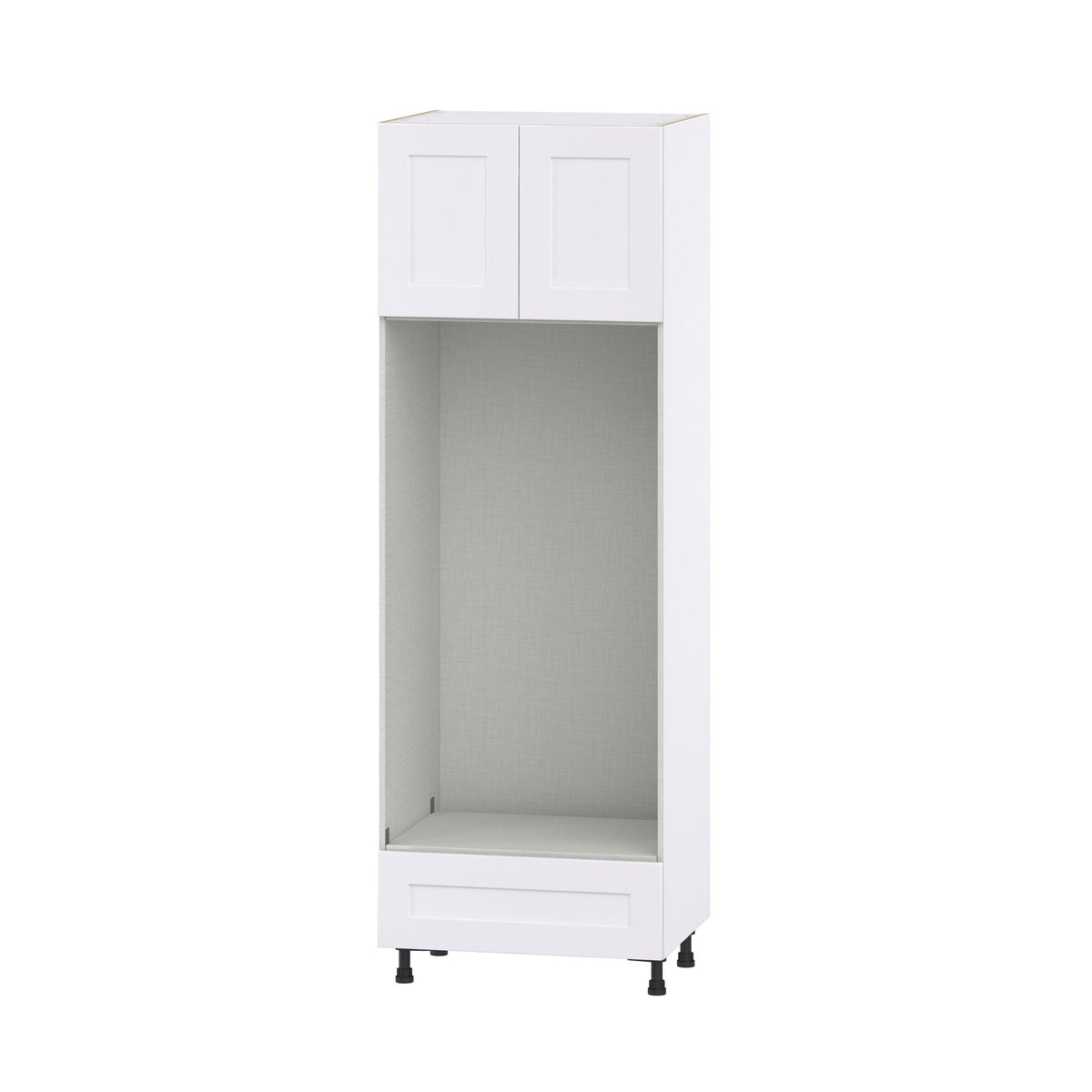 Hugo&Borg Jolie 30-in W x 89.5-in H x 24-in D Warm White 1-Drawer Microwave Base Fully Assembled Cabinet (Flat Panel Shaker Style)