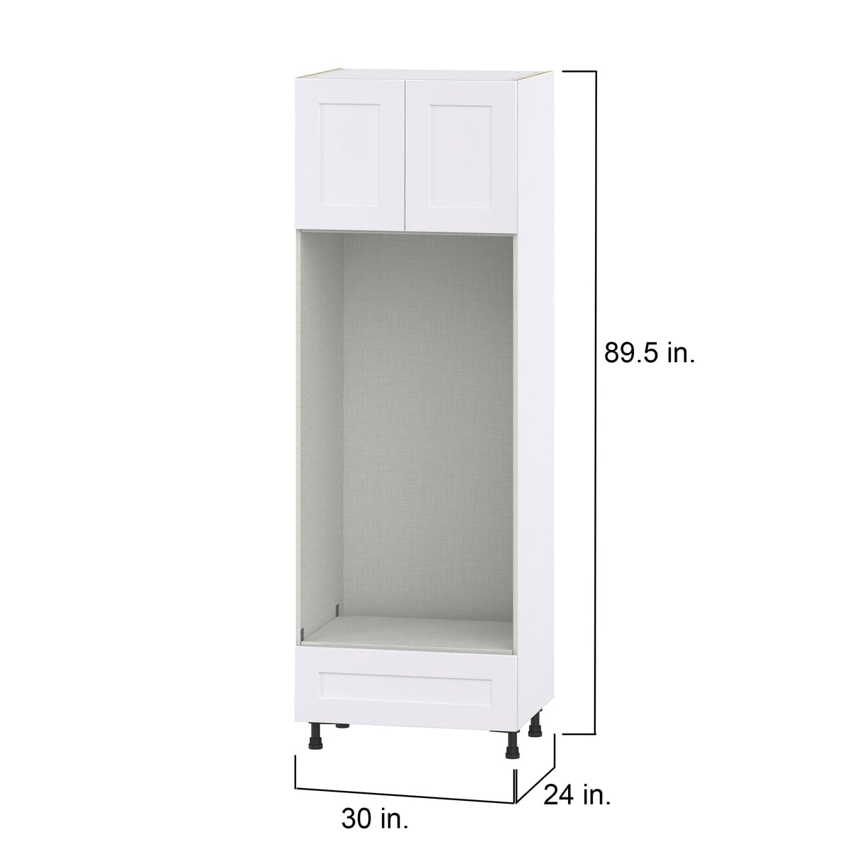 Hugo&Borg Jolie 30-in W x 89.5-in H x 24-in D Warm White 1-Drawer Microwave Base Fully Assembled Cabinet (Flat Panel Shaker Style)