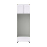 Hugo&Borg Jolie 30-in W x 89.5-in H x 24-in D Warm White 1-Drawer Microwave Base Fully Assembled Cabinet (Flat Panel Shaker Style)
