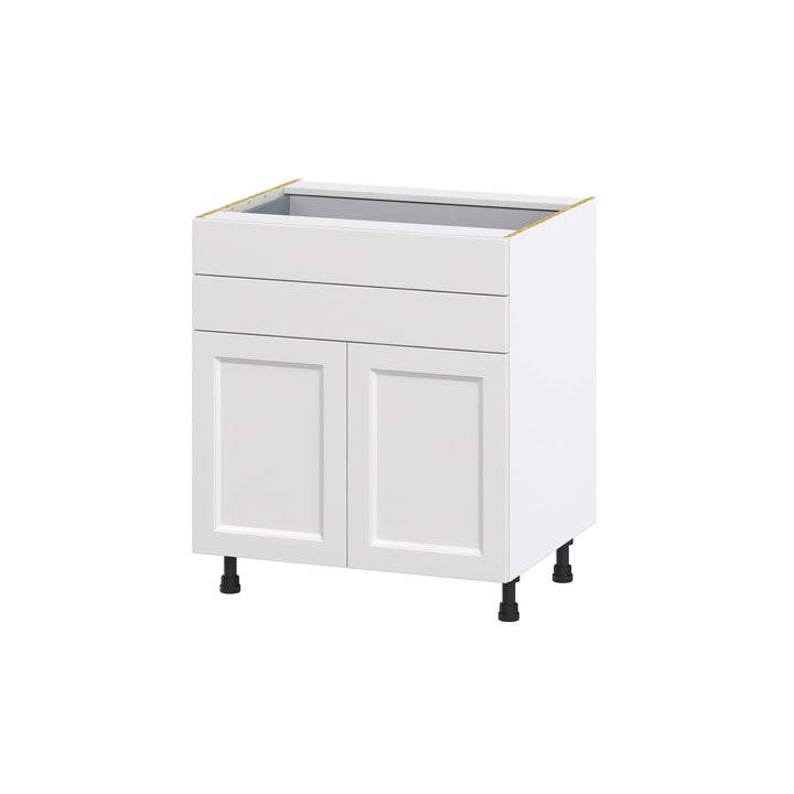 Hugo&Borg Riviera 30-in W x 34.5-in H x 24-in D Bright White 2-Drawers Base Fully Assembled Cabinet (Recessed Panel Shaker Style)