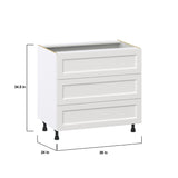 Hugo&Borg Riviera 36-in W x 34.5-in H x 24-in D Bright White 3-Drawer Base Fully Assembled Cabinet