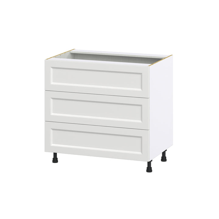 Hugo&Borg Riviera 36-in W x 34.5-in H x 24-in D Bright White 3-Drawer Base Fully Assembled Cabinet